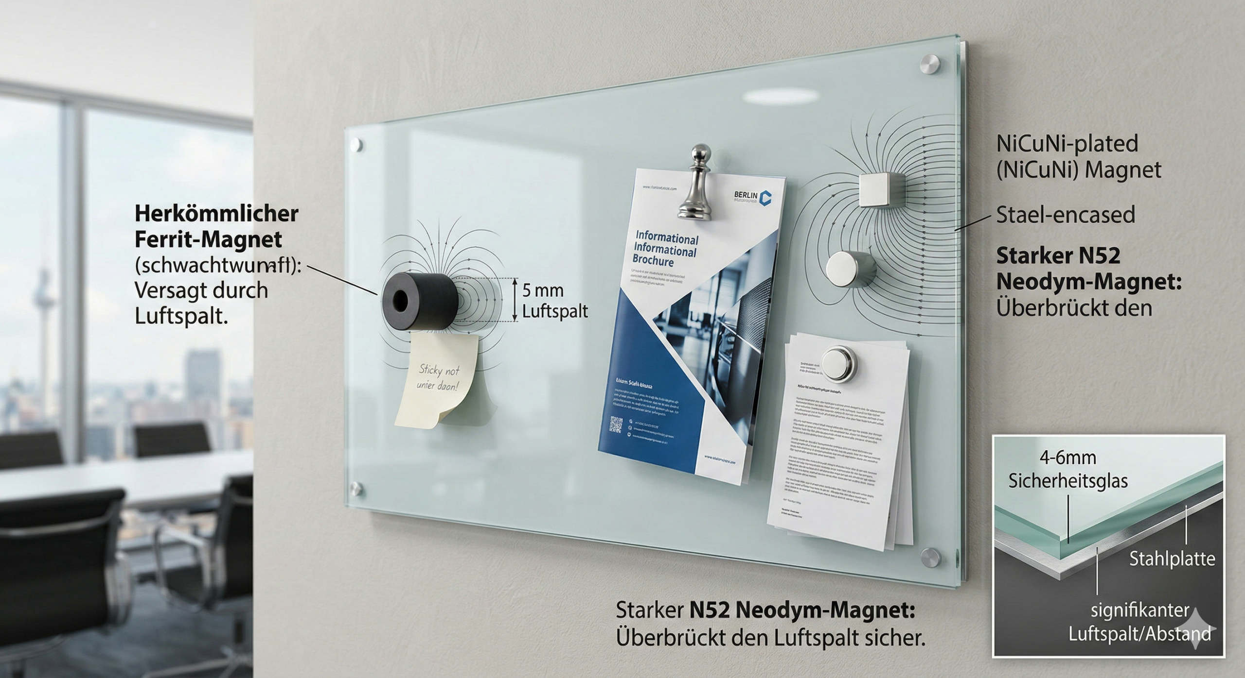 Neodym-Magnete für Glasmagnettafeln